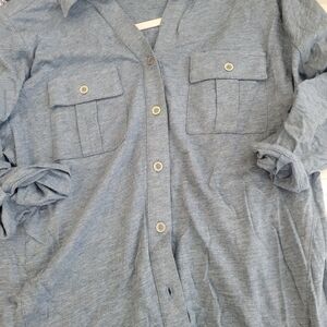 Liz Claiborne Heather Blue Button Down Shirt